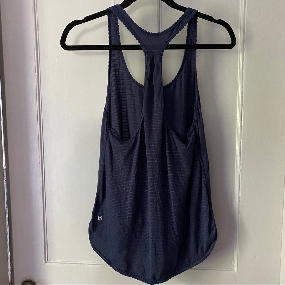 Blue and gold striped tank top